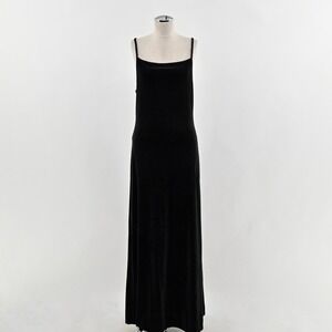 Vintage Y2k Jump Velvet Slipi Dress Size 13 Black Whimsigoth Maxi Evening Formal